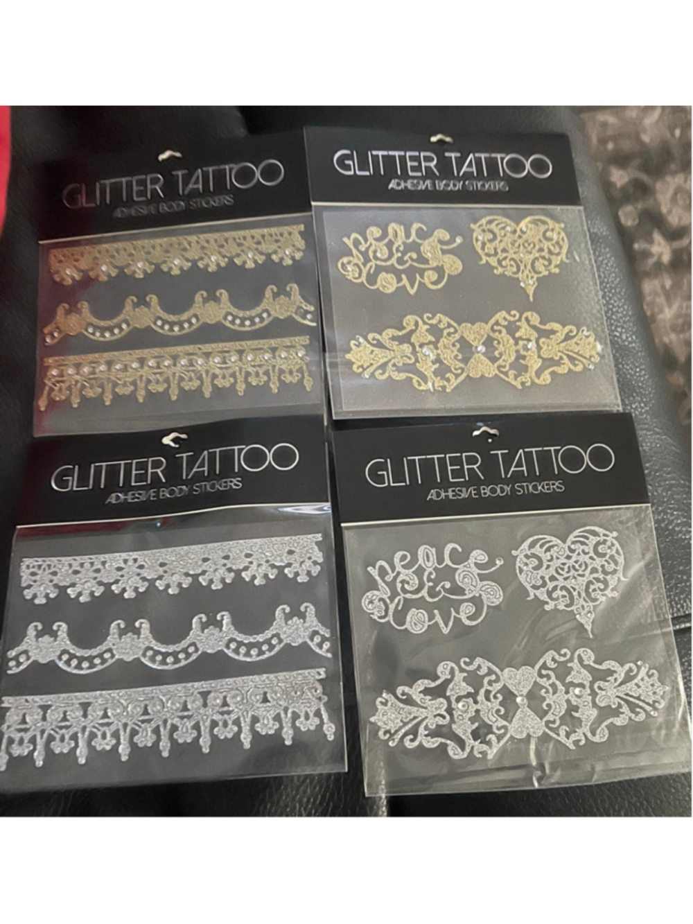 Women's Unbranded Glitter Tattoo Adhesive Body Stickers One Size Black Gold